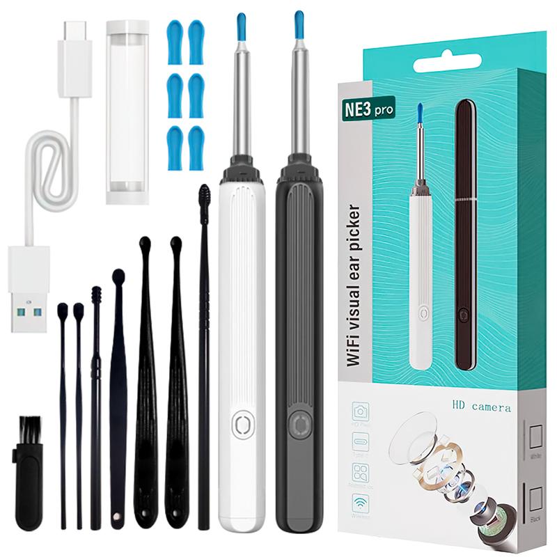 Ear Wax Removal Kit with Camera and Light, 360° Wide Angle Ear Cleaning Tool with 6 Ear Spoon And 8 Ear Picks Set for iPhone & Android Phones