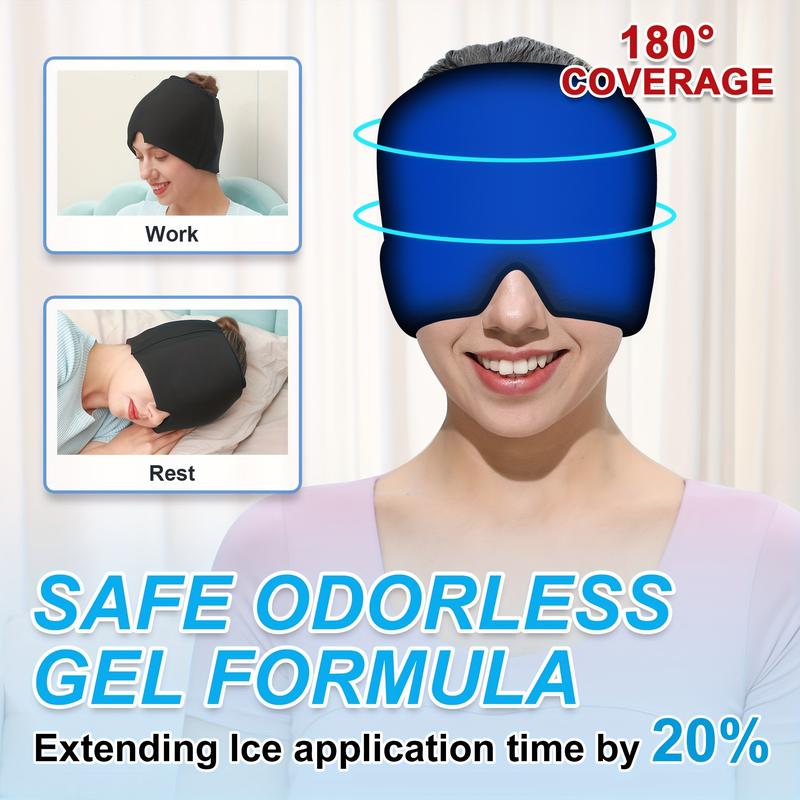 Gel Headache Ice Cap for Migraine Relief - Stretchable Head Cover with Hot & Cold Therapy - Fragrance-Free, Effective for Tension & Fatigue Relie