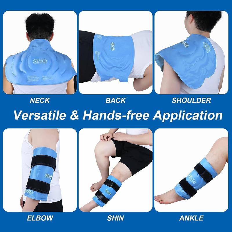 REVIX 20'' XXXL Knee Ice Packs A Set of 2，Extra Large Soft Gel Cold Packs for Multiple Parts, Long-lasting Cooling with Freezer Storage Bags