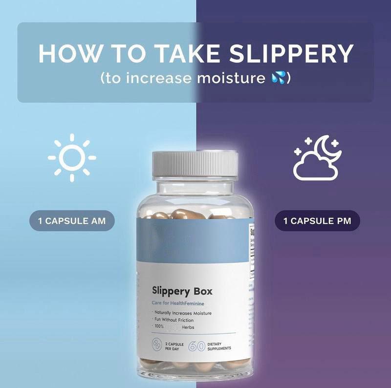 Slippery Box - For natural moisture support feminine care | feminine care for women ,60 fast-acting capsules daily pack