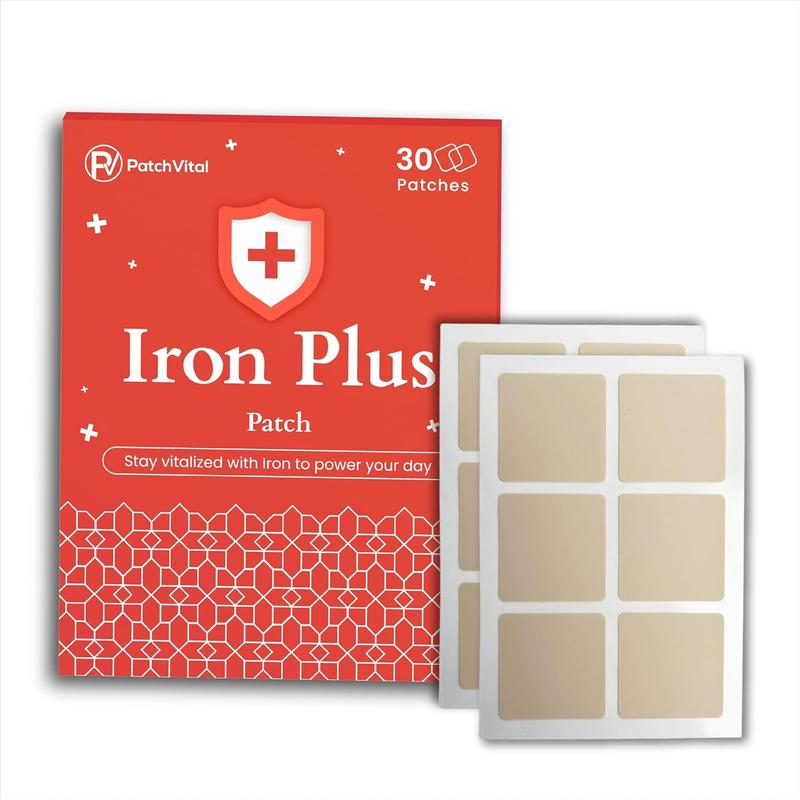 Iron Plus Patch - Plant Based Paste-on Water Resistant Patches (30 Count)