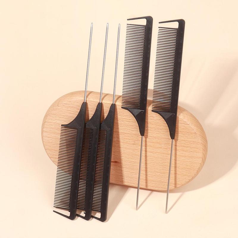 Fashion Long Thin-tailed Design Comb with Scale, 5 Counts Professional Hair Styling Comb, Rat Tail Comb Set for Hair Styling