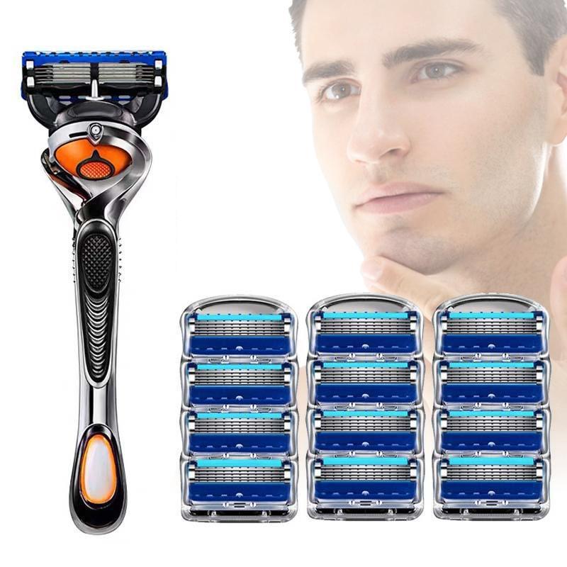 Men's Professional Razor Blade Set, 1 Set Razor Holder & Replaceable Blades, Wet and Dry Use Razor Set for Men, Daily Care Tool for Men