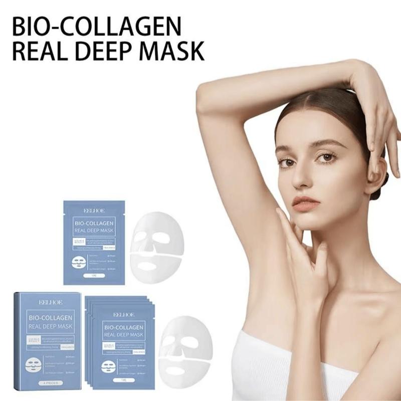 Collagen Facial Mask, 4 Counts box Deep Moisturizing & Brightening & Nourishing Facial Mask, Facial Skin Care Product for Women & Men