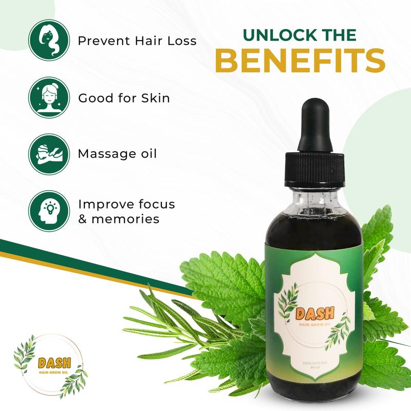 Dash Natural Hair Grow Oil, Hair Growth product, Rosemary Oil for Hair Growth, Follicles Strengthening Oil, Nourishing Treatment for Split Ends, For All Hair Type Silicone Free, Hair Nutrition, Hair Growth, Haircare,Jojoba Olive Peppermint Comfort