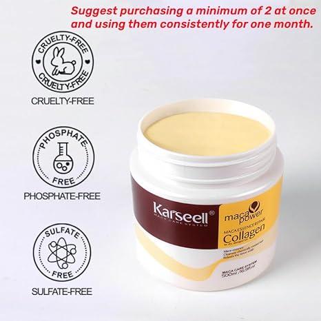 Karseell Collagen Deep Conditioning Hair Repair Argan Oil Collagen Hair Mask Serum for All Hair Types 16.90 oz 500 ml