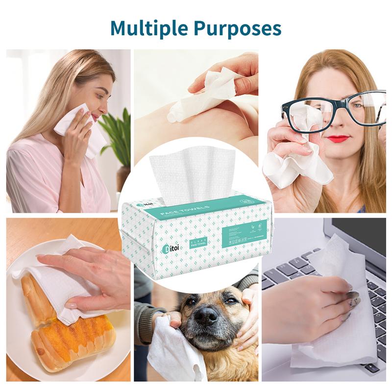 Disposable Face Towels 60 Count Reusable Dry Wipes Ultra Soft Daily Use Multi-purpose For All Skin Types Cleansing Skincare Comfort