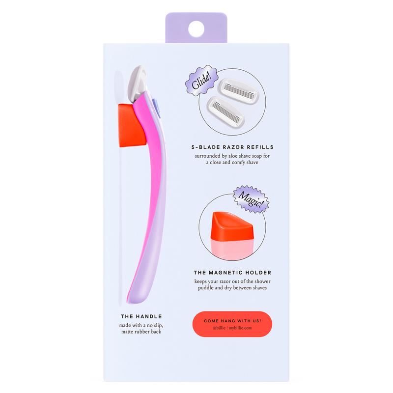 Billie Women's Razor Kit with 5 Blades, Magnetic Holder, and Aloe Shave Soap - Dreampop Color - Matte, Sensitive Handle Comfort