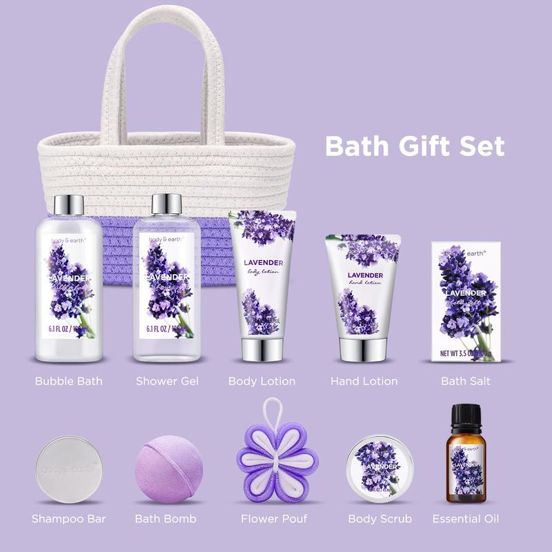 Spa Gift Baskets for Women -  11pcs Lavender Gift Sets with Bubble Bath, Shower Gel, Body Lotion, Birthday Gifts for Women, Spa Kit for Mom Gifts, Purple Gifts Lavender Purple