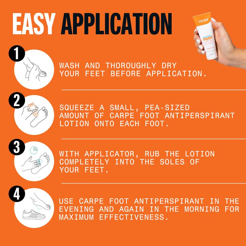 Carpe Antiperspirant Foot Lotion - Effective Formula with No Residue for Foot Odor Control