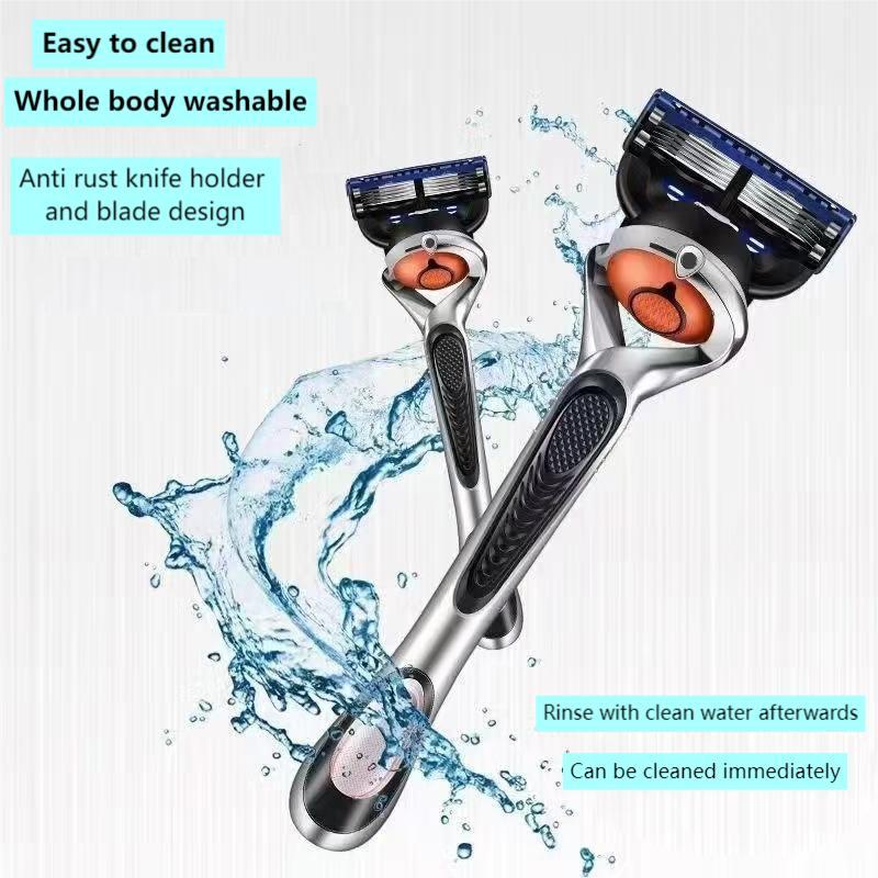 Manual Razor Set, 1 Count Razor Holder with Replaceable Heads, Men's Beard Shaver, Beard Razor, Shaving Tool for Men