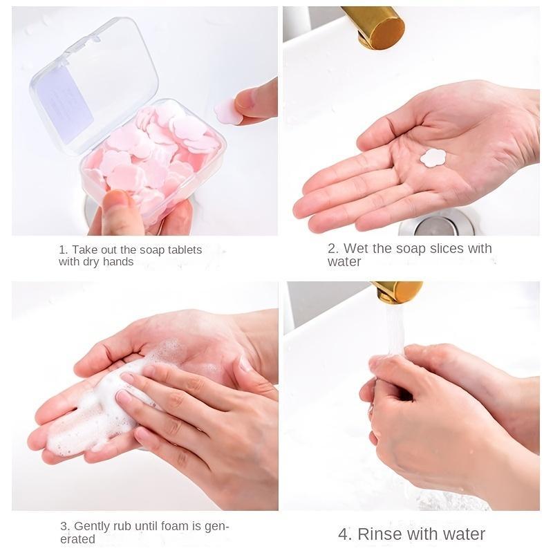 3 Box Portable Hand Washing Soap, Travel Soap Paper, Fragrance Foam Soap for Home Travel Use