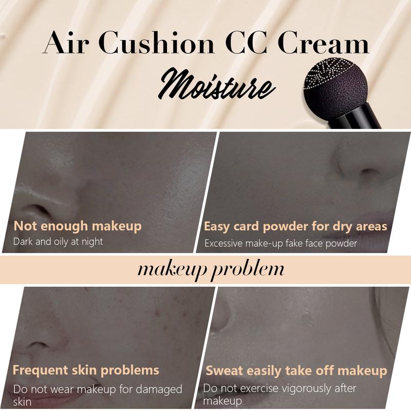 Air Cushion CC Cream Mushroom Head Foundation, Moisturizing BB Cream Makeup Long Lasting Matte Concealer (Natural Ivory White) cushionfoundation