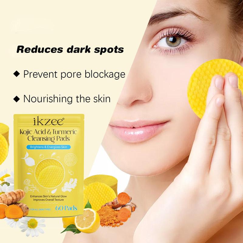 Lemon Turmeric Kojic Acid Soap and Cleansing Pads Set, Deep Cleansing, Exfoliating and Brightening Soap, Face & Body Care Product for Women and Men