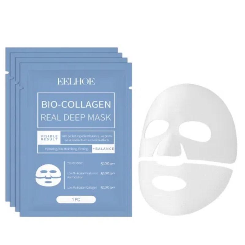 Collagen Facial Mask, 4 Counts box Deep Moisturizing & Brightening & Nourishing Facial Mask, Facial Skin Care Product for Women & Men