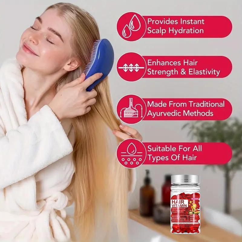 40 Capsules Hair Treatment Serum - No Rinse with Argan Macadamia Avocado Oils - Vitamins A C E Pro B5 - Conditioner for Women & Men Hair and Scalp Care