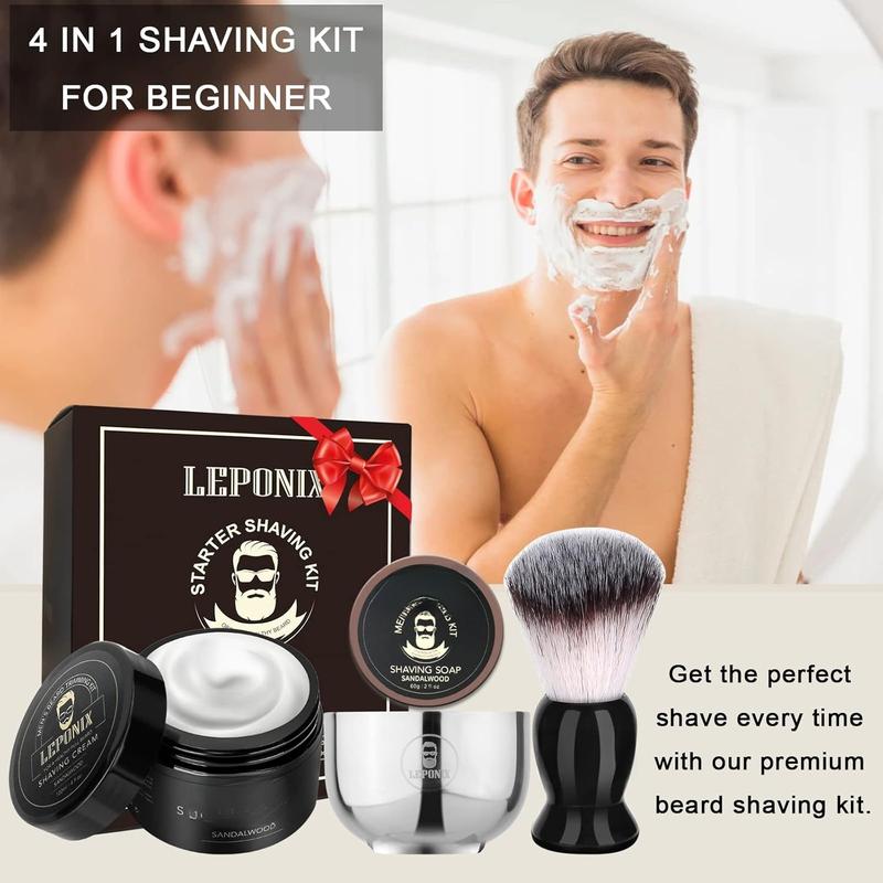 Shaving Kit for Men, Include Shaving Soap for Men, Shaving Brush, Shaving Cream, Shaving Bowl Mens Shaving Kit Aftershave Gift Set for Men Him Husband Boyfriend Stocking Stuffers