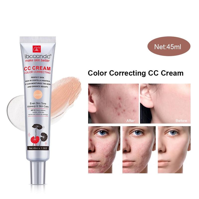 Color Correcting CC Cream with SPF 25, Coverage Lightweight Foundation, Hydrating Serum, Even Skin Tone Makeup and Skin Care, Boost Radiance, Refine Skin Texture, Avoid Sun Damage (LightLight, 1PCS)