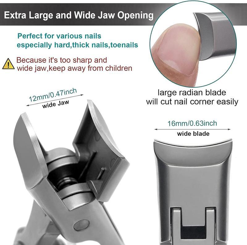 Upgrade Ultra Wide Jaw Opening Nail Clipper with Safety Lock, Long Handle Ultra Sharp Stainless Steel Nail Clippers for Tough Nails, Toenail Clippers for Thick Nails Ingrown Manicure, Clippers for FingerNails Toenails, Pedicure, Men & Women