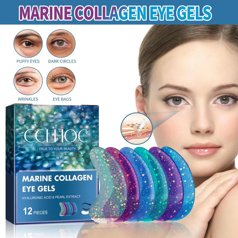 Marine Collagen Eye Gel Patches, 12pcs box Moisturizing Eye Mask, Eye Care Product for Women & Men