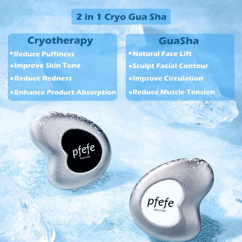 PFEFE Cryo Gua Sha Frozen Ice Cold Tools Cooling Skincare Face Puffiness Dark Circles Jawline Lifting Sculpting Beauty Facialcare Beauty Selfcare Treatment Massage Tools for Girls Women Christmas Gifts Comfort