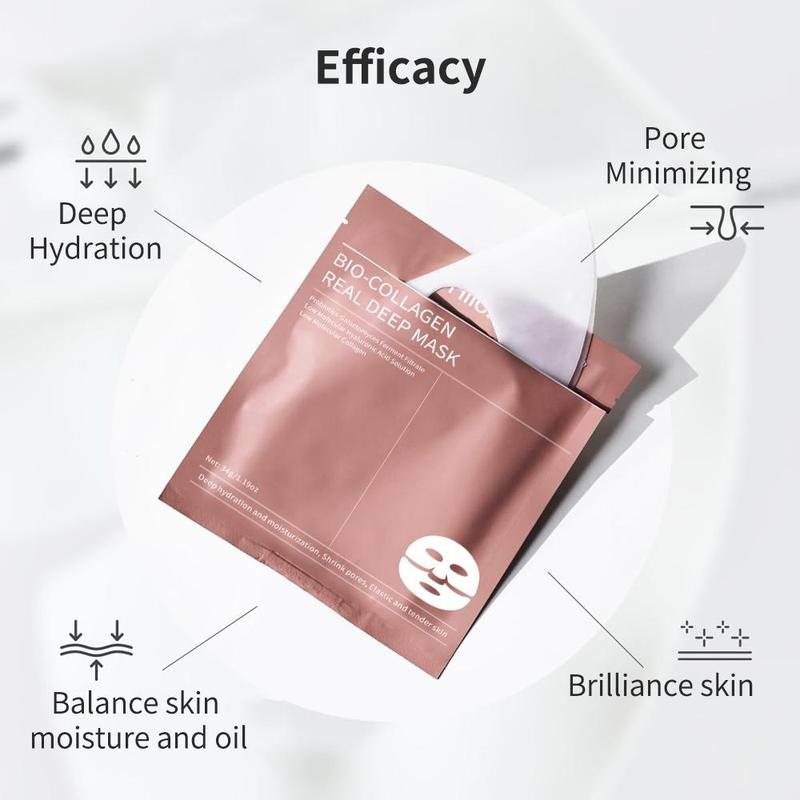 Collagen Deep Moisturizing Facial Mask, 4 Counts box Hydrating Facial Mask, Brightening Facial Skin Care Product for Women & Men