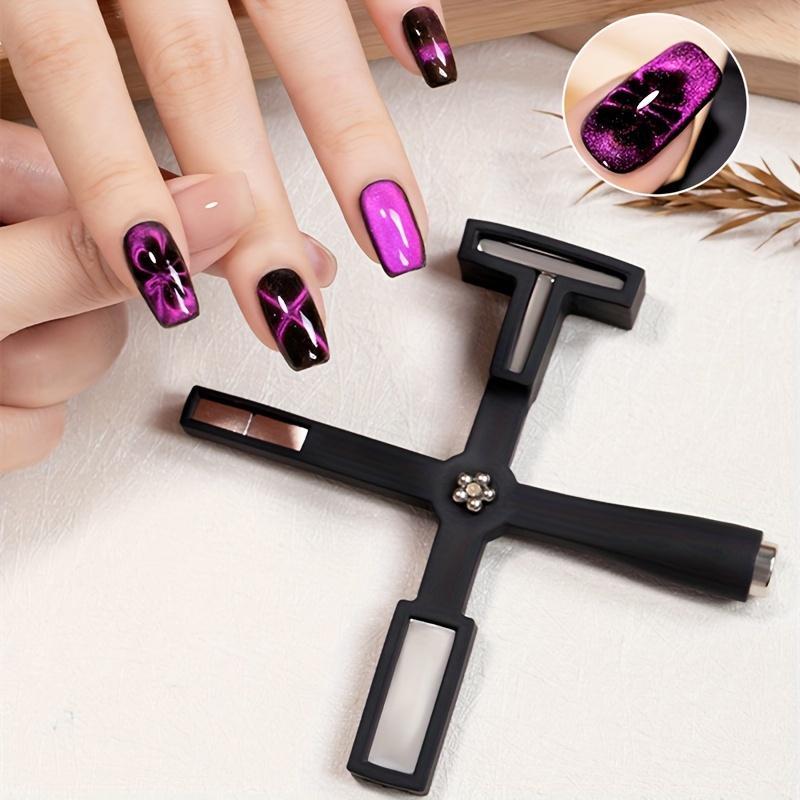 Cross-shaped Nail Art Tool, Multi-functional Cat Eye Nail Polish Glue Iron Stone Nail Art Tool, Manicure & Pedicure Tool