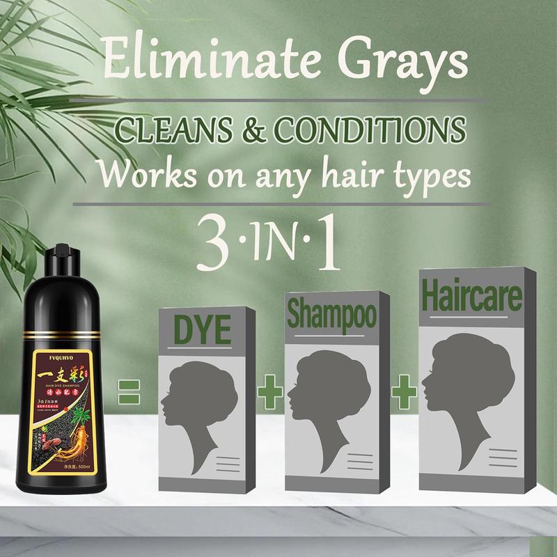 Golden Brown 3-in-1 Natural Plant Hair Dye Shampoo: Effective Gray Hair Coverage, Semi-Permanent, No Irritation, Unisex, 16.9 Fl Oz. Haircare