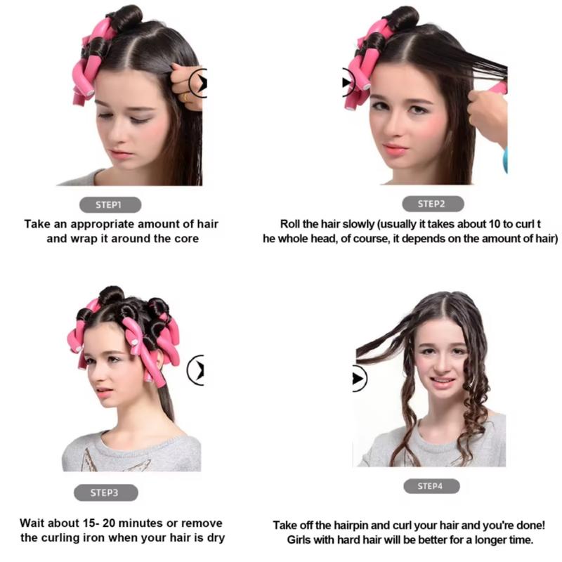 9.5inch 6pcs Heatless hair curler  Hair Rollers Perm Rods Flexible Curlers Soft Foam Curls Tool Salon Styling Haircare