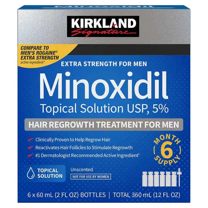 Kirkland Minoxidil 5% Extra Strength 1, 3, 6, 12 Months Supply Men Hair Regrowth (New Packaging)  Hair Care Comfort Serum