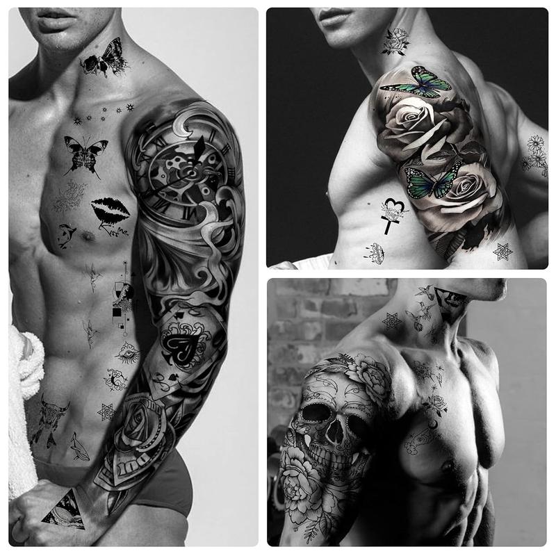 Trending! 46 Sheets of Full Arm Temporary Tattoos for Men and Women (Length 22.8