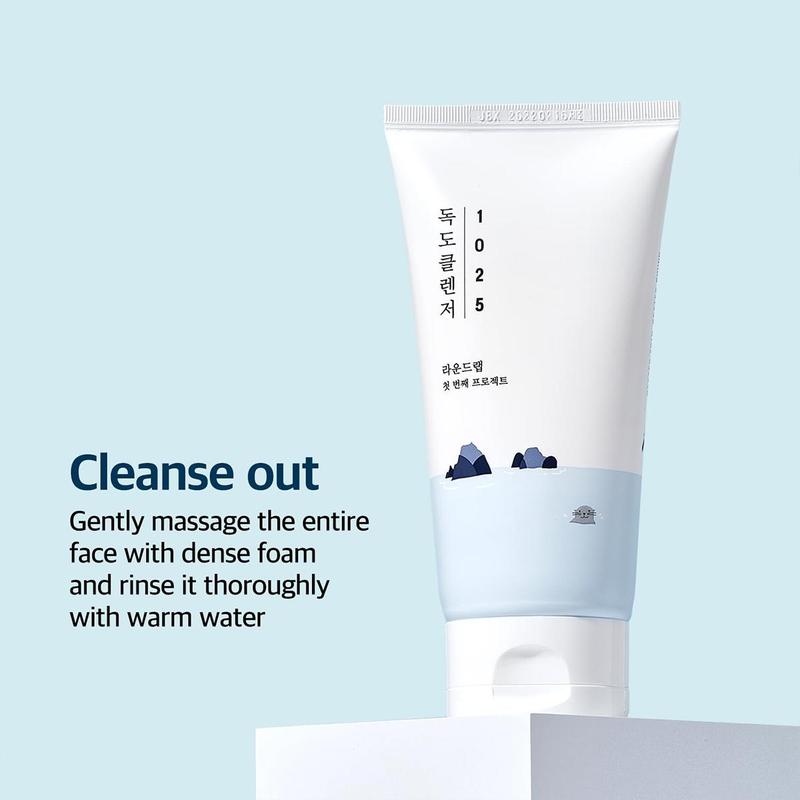 [ROUND LAB] 1025 Dokdo Cleanser 150ml, Facial Daily Cleanser,  All In One Daily Cleasner, Gentle Cleansing, Mild Cleanser, lightweight formulation Cleanser, Retain Moisture Cleanser, Cleanser for All Skin Type, Korean Skincare Clay Cleansing