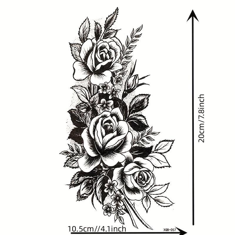 Flower Pattern Temporary Tattoo Sticker, 1 Sheet Waterproof Fake Tattoo Decals, Floral Body Art Sticker Decoration for Women & Girls