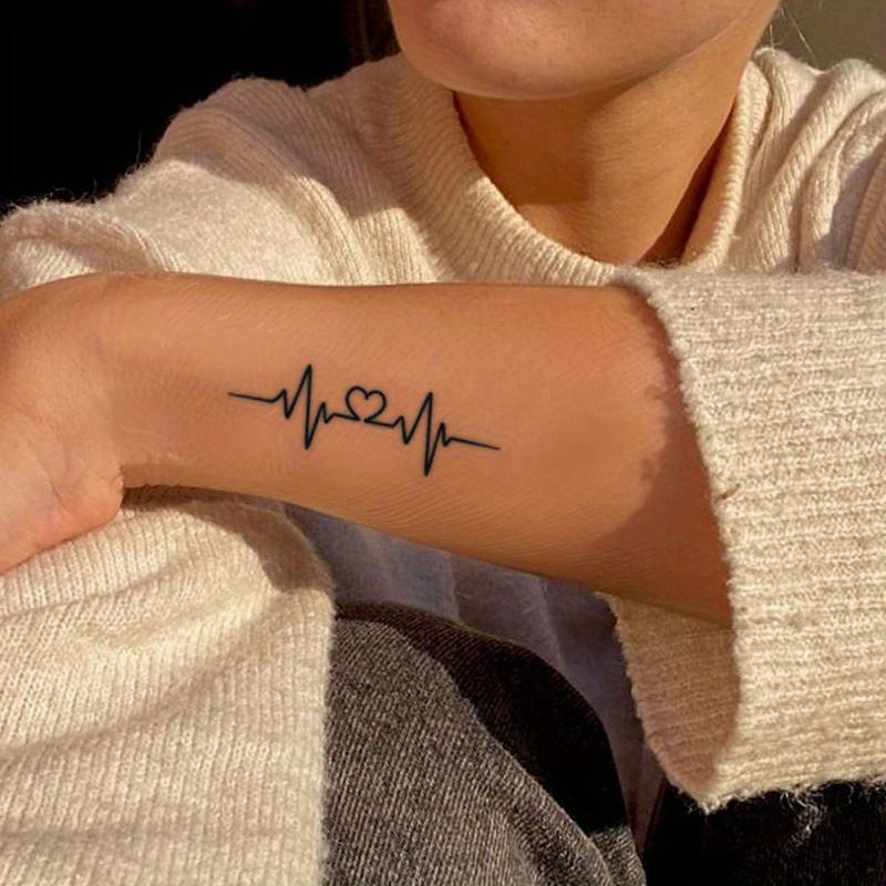 1 Sheet, Heartbeat Love ECG Pattern Temporary Tattoo Sticker, Waterproof Fake Tattoo, Body Art of Arm, Neck, Wrist, Fashion Accessories for Men and Women