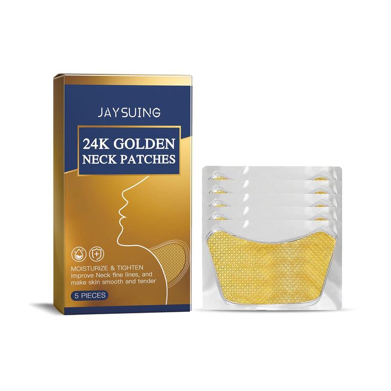 24k Gold Collagen Neck Patches, 5 Counts box Moisturizing Neck Masks, Neck Care Patches, Skin Firming Patches, Neck Skin Care Products