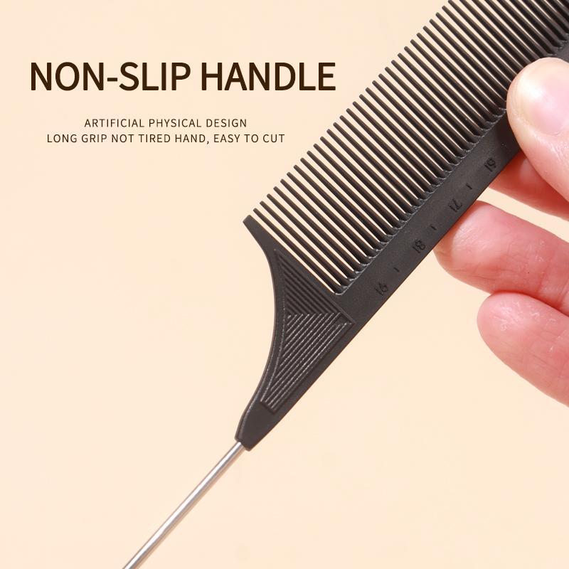 Fashion Long Thin-tailed Design Comb with Scale, 5 Counts Professional Hair Styling Comb, Rat Tail Comb Set for Hair Styling