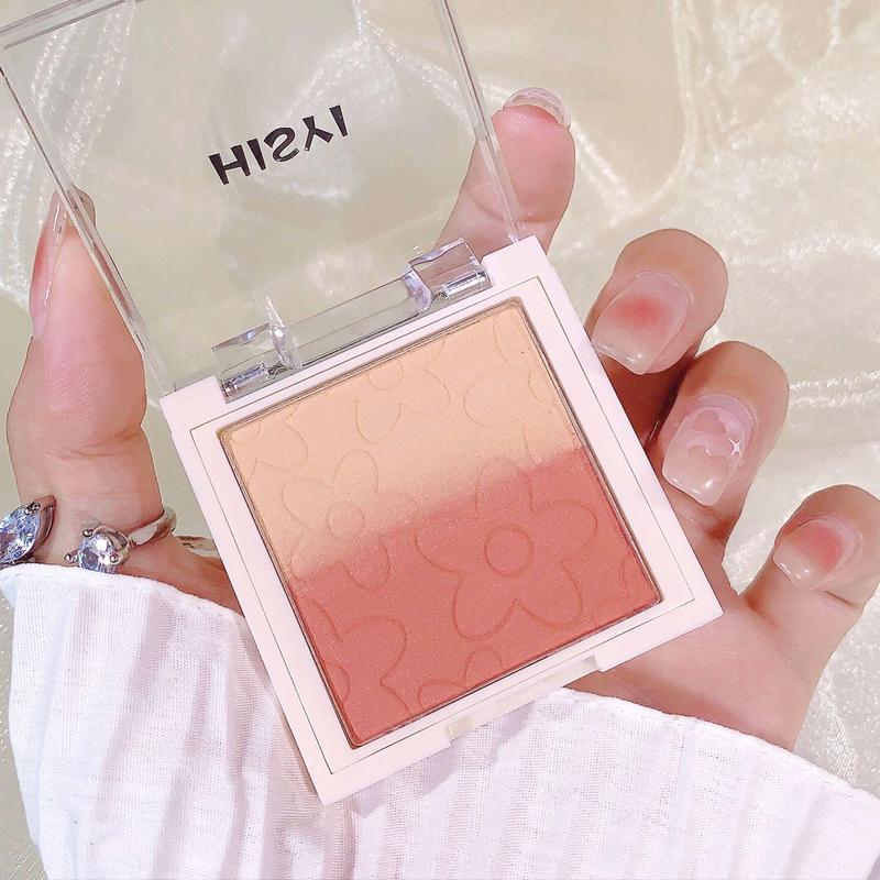 Non-Fading Two Tone Ombre Blush, Smooth Blush Powder, Cheeks Contour Blush Pressed Powder, Long Lasting Powder Blush, Natural Look Blush