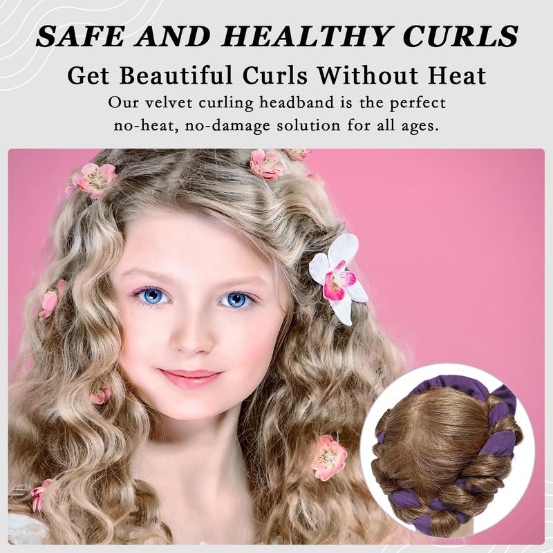 Heatless Hair Curler Set, 1 Set Soft Velvet Hair Curler with Hair Tie & Hair Clip, Hair Styling Tool for Women & Girls