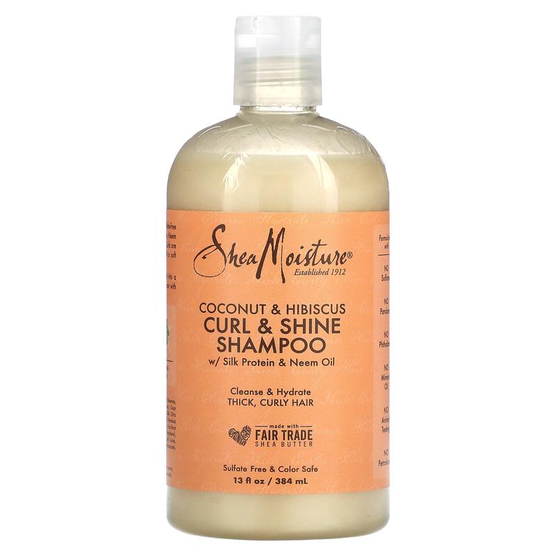 SheaMoisture Curl & Shine Shampoo, Thick, Curly Hair, Coconut & Hibiscus, 13 fl oz (384 ml)