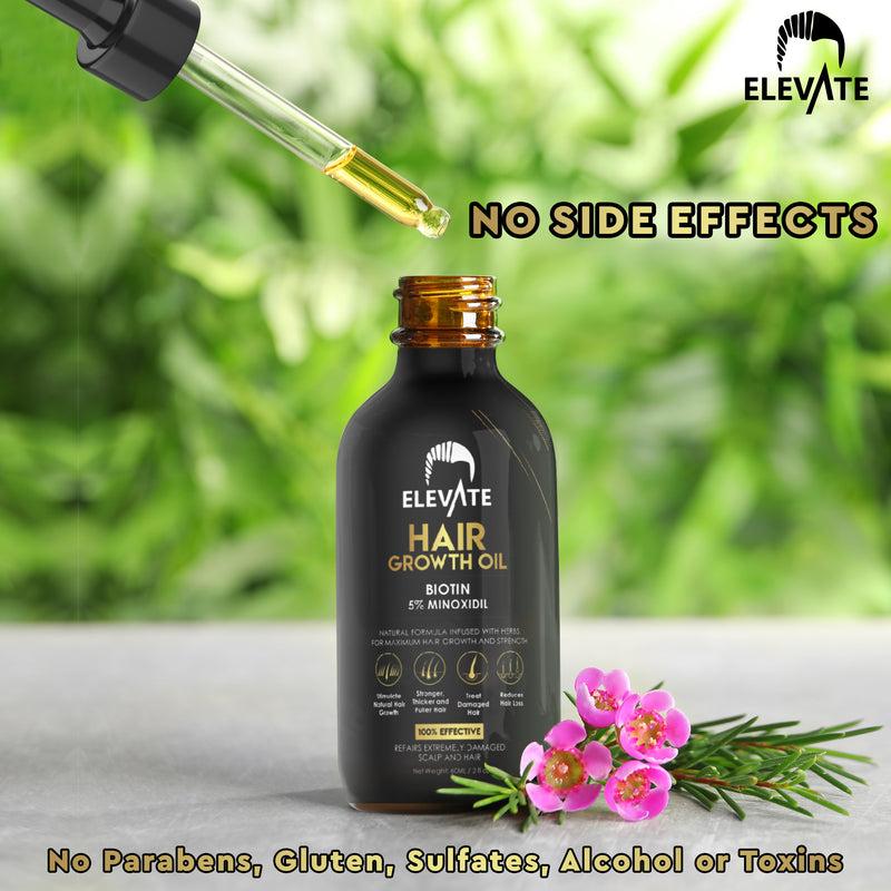 ELEVATE 5% Minoxidil Biotin Hair Growth Oil for Women & Men - Gentle & Natural Hair Serum for Hair Loss Prevention Haircare & Comfort