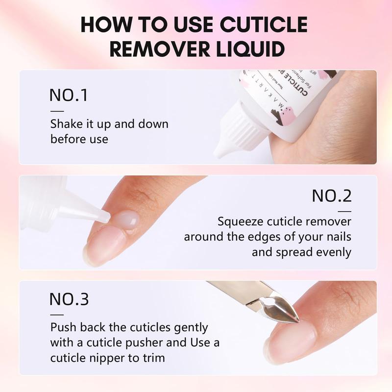 Makartt Cuticle Remover Liquid, 50ml Cuticle Softener, Professional Instant Cuticle Cream, Salon Quality Nail Care Cuticle Dissolver for Dry Cuticles Manicure and Pedicure Supplies Salon Home Use Nail Polish Polish