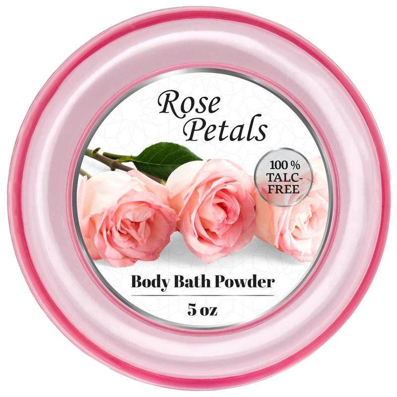 R-NEU 2 Pack Body Bath Powder for Women, 100% Talc-Free, Elegant Rose Petals Dusting Powder with Powder Puff, Extra Large (10oz)