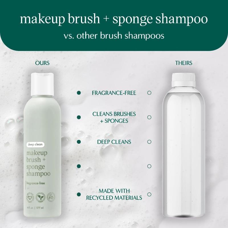 Cleanser Shampoo for Makeup Brush Sponge Puffs, Remove Makeup & Impurities, Fragrance-Free, Vegan & Cruelty-Free, 6 fl.oz. 177 ml, 1 Count