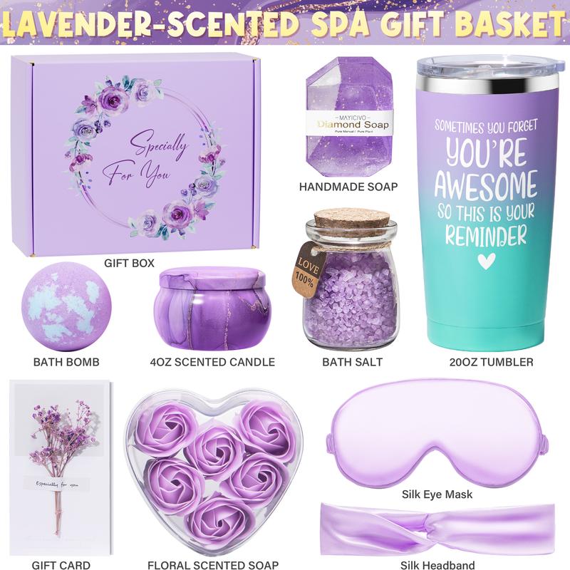 Mayicivo Birthday Gifts for Women, Lavender Spa Basket for Self-Care, Body Care & Comfort, Perfect for Mother's Day or Appreciation Gifts