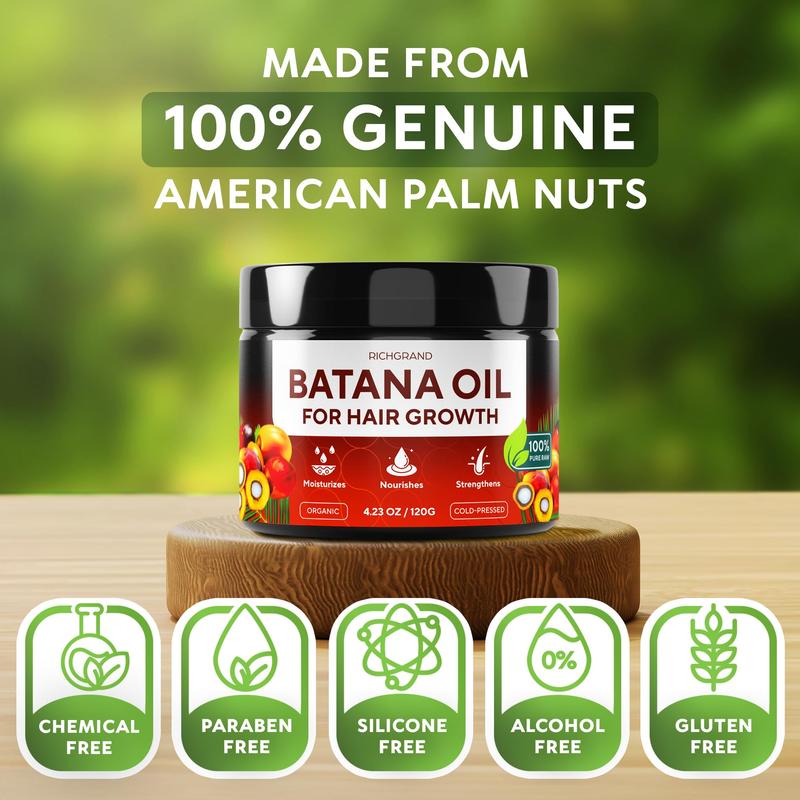 Batana Oil for Hair Growth - Dr Sebi 100% Raw & Organic Batana Oil - Cold-Pressed & Pure Unrefined Batana Hair Mask for Women & Men - Enhances Hair Thickness, Prevents Loss, Eliminates Split Ends