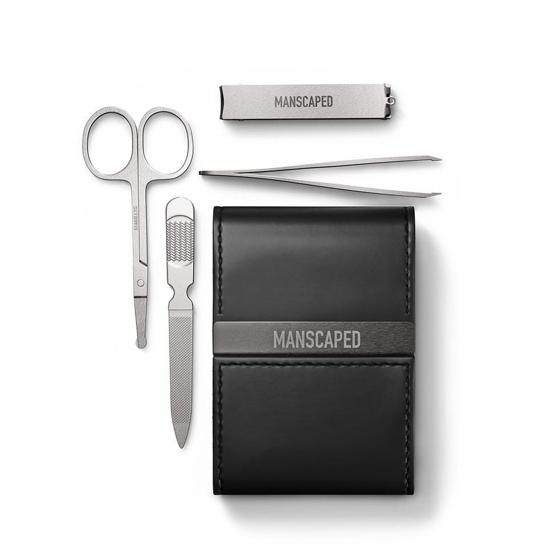 MANSCAPED® Shears 2.0 Tempered Stainless Steel Men's Nail Kit, Fingernail Clippers, Safety Scissors, Tweezers and Nail File, Compact Case