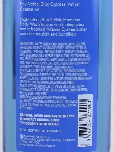 Bath & Body Works Men's OCEAN 3-1 Hair Face Body Wash Gel Shampoo 10 Oz Body Care Scent