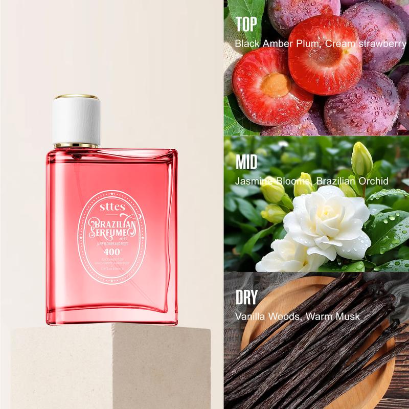 Sttes brazilian Perfume 400#（June Flower Fruit） - Eau De Perfume 100ml (3.4fl Oz)  Flower  Fruit Gourmet tune (vanilla plum jasmine Woody tone) sttes brazilian