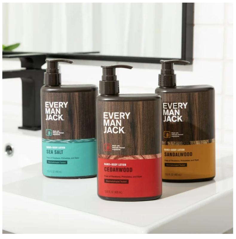 Every Man Jack Men's Sandalwood Hand & Body Lotion for All Skin Types - 13.5oz