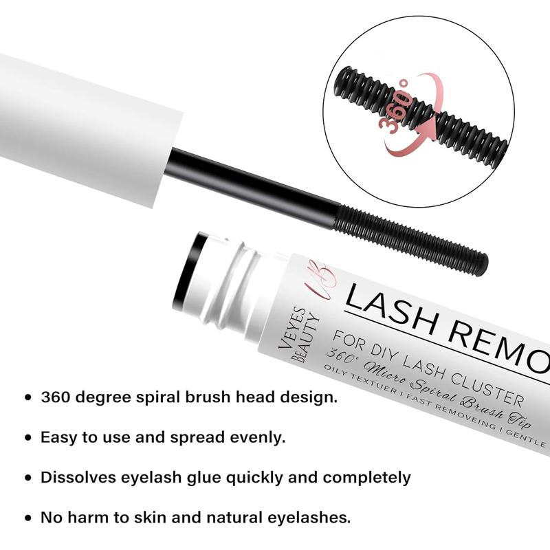 Veyesbeauty 5ml Cluster Lash Remover for DIY Eyelash Extensions Clear Remover for Self-application Individual Lashes at Home Makeup Remover